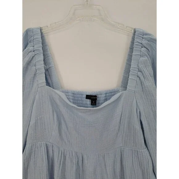 J.Crew Peasant Dress Women Size M Gauze Soft Puff Sleeve Cottagecore Minimalist - Picture 5 of 12